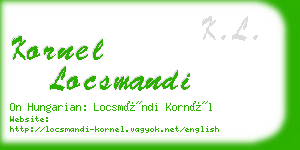 kornel locsmandi business card